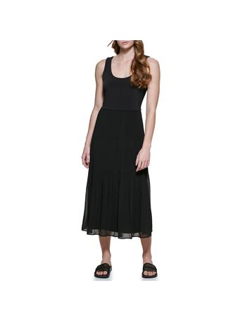 CALVIN KLEIN - Tank Dress With Chiffron Skirt BLACK