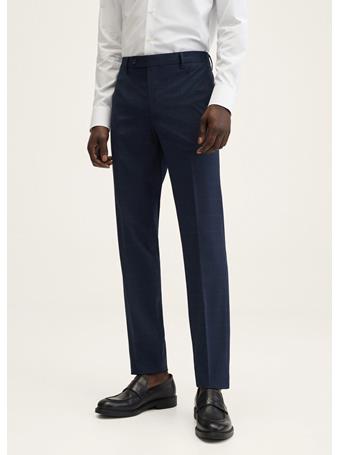 MANGO - Slim Fit Check Suit Trousers NAVY