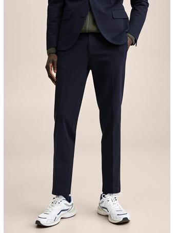 MANGO - Slim-fit Cotton Suit Pants NAVY