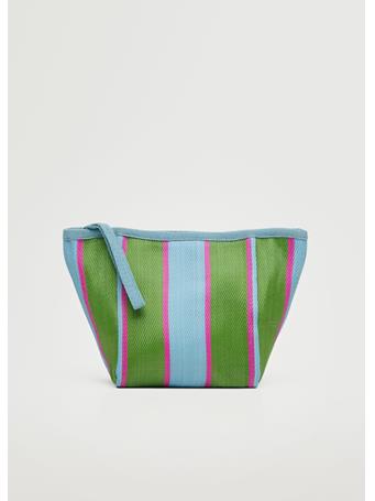 MANGO - Striped Cosmetic Bag MEDIUM GREEN