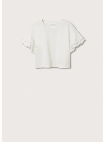 MANGO - Ruffled Sleeve T-shirt 2IVORY