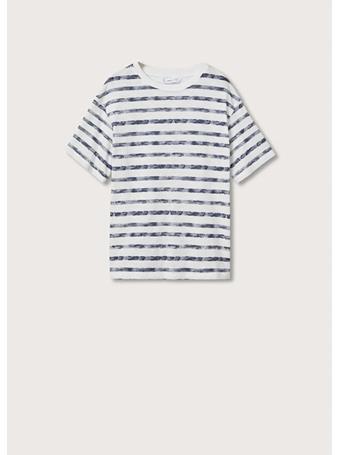 MANGO - Striped Cotton T-shirt 2IVORY