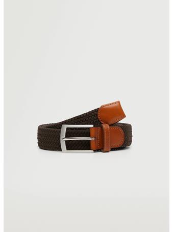 MANGO - Leather-appliqué Braided Belt LGH BROWN