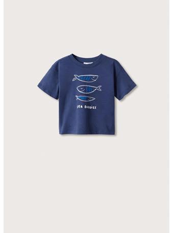 MANGO - Cotton Printed T-shirt 54MED BLUE