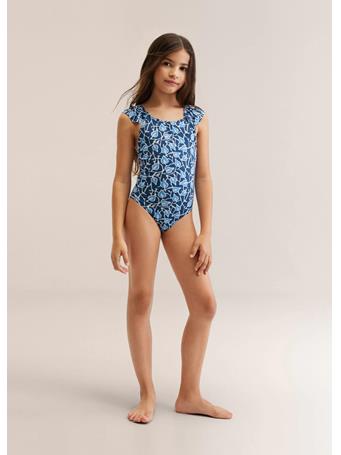 MANGO - Leaf-print Swimsuit 52MEDIUM BLUE