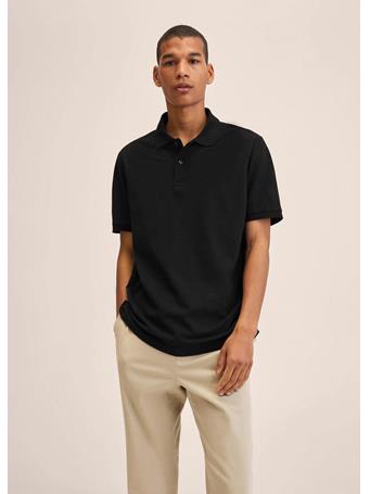 MANGO - Technical Cotton Piqué Polo Shirt BLACK
