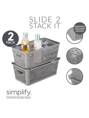 SIMPLIFY  - Slide and Stack Small Shelf Storage Tote Box - 2-Pack GREY