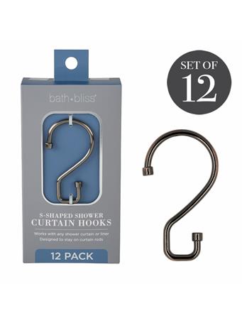 BATH BLISS - S-Shaped Shower Curtain Hooks - Set of 12 ORB