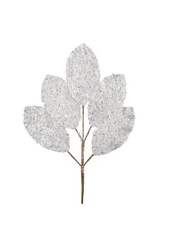 RAZ - 23IN White Glitter Magnolia Leaf WHITE