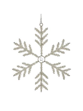 RAZ - 6.75IN Beaded Snowflake Ornament NATURAL