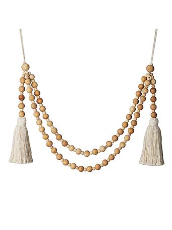 RAZ - 20IN Double Sway Wood Beaded Garland NATURAL