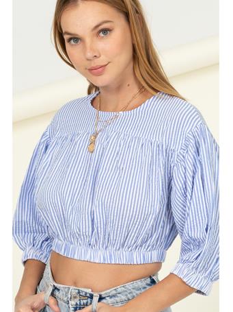 HYFVE - In Your Heart Striped Shirred Top BLUE