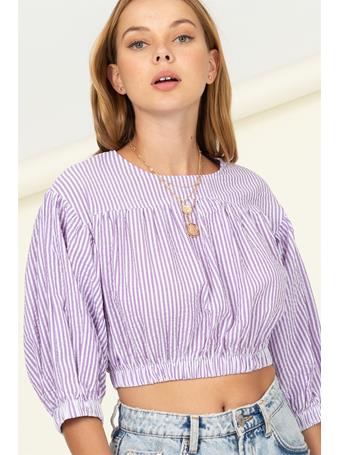 HYFVE - In Your Heart Striped Shirred Top LAVENDER