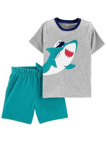 CARTER'S - Toddler Boy's 2-Piece Shark Tee and Short Set TEAL