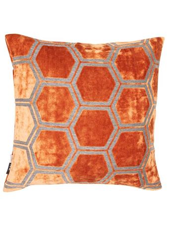 MALINI - Honeycomb Pattern Decorative Pillow ORANGE
