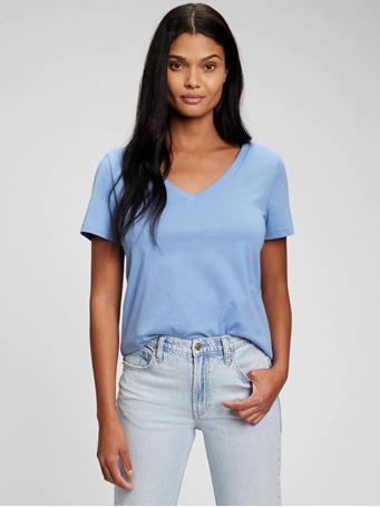 GAP - 100% Organic Cotton Vintage V-Neck T-Shirt BUXTON BLUE
