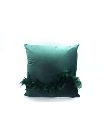 MAISON LUXE - Velvet Decorative Pillow with Feather Detail -Navy EMERALD