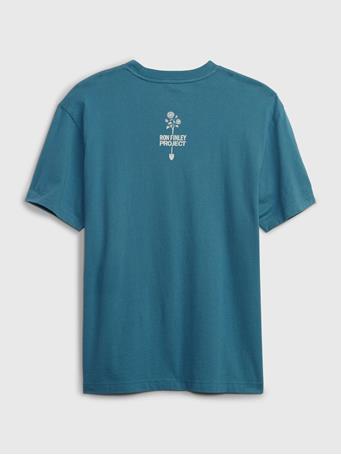 GAP - Gap × Ron Finley Adult 100% Organic Cotton Graphic T-Shirt BLUE SHALE 682