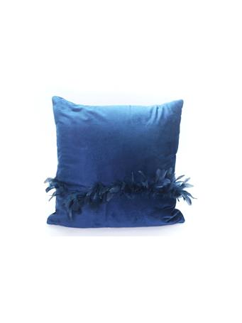 MAISON LUXE - Velvet Decorative Pillow with Feather Detail -Navy NAVY
