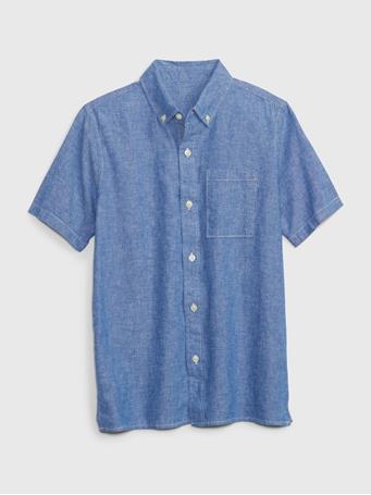 GAP - Kids Linen-Cotton Button-Down Shirt ADMIRAL BLUE