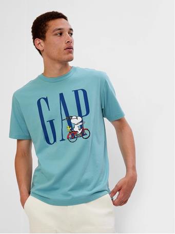 GAP - Adult Gap Peanuts Logo Graphic T-Shirt IMPERIAL BLUE