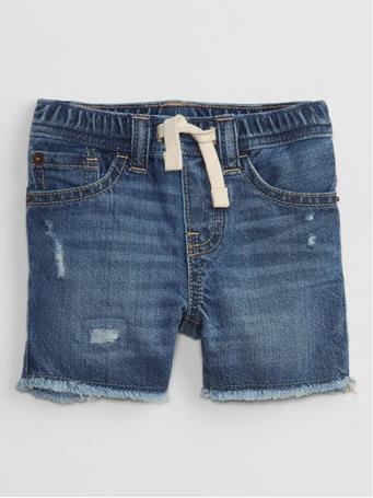 GAP - Baby Distressed Pull-On Denim Shorts with Washwell MED BLUE