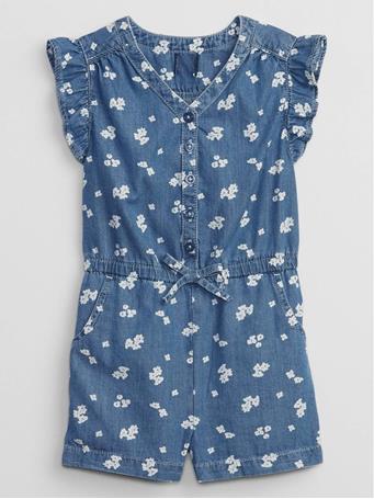 GAP - Toddler Floral Denim Romper FLORAL BLUE