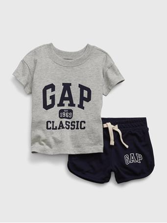 GAP - Baby Logo T-Shirt & Shorts Outfit Set LT GREY HTHR