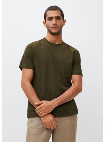 MANGO - Cotton Linen-blend T-shirt GREEN