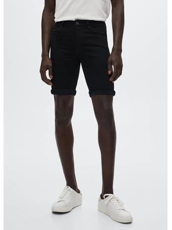 MANGO - Slim-fit Denim Bermuda Shorts BLACK