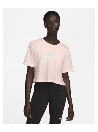 NIKE - Sportswear Essential Women's Cropped Logo T-Shirt PINK OXFORD/(WHITE)