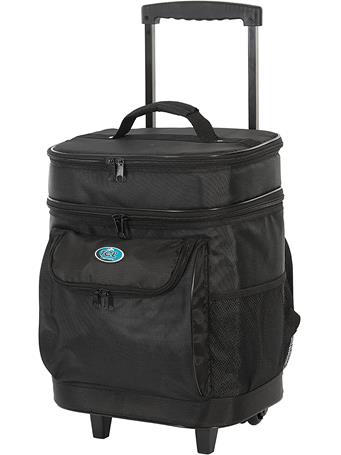 TRAVELERS CLUB - 17 In 2 Section Rolling Cooler BLACK