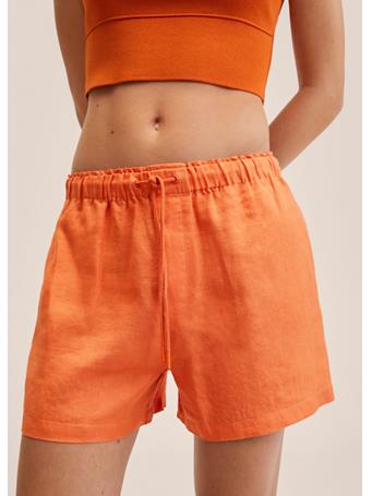 MANGO - 100% Linen Shorts LT-PASTEL ORANGE
