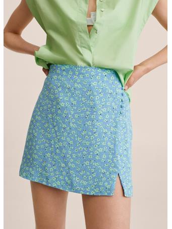 MANGO - Floral Print Skirt MEDIUM BLUE