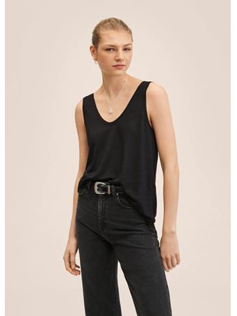 MANGO - 100% Linen Top BLACK