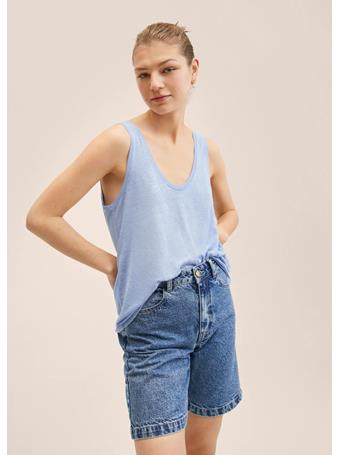 MANGO - 100% Linen Top MEDIUM BLUE