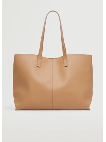 MANGO - Leather-effect Shopper Bag MEDIUM BROWN