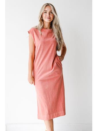 DOUBLE ZERO -  Sleeveless Midi Tee Dress TEAK ROSE