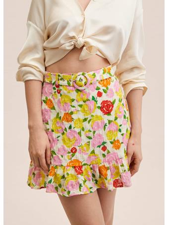 MANGO - Floral Print Miniskirt MEDIUM YELLOW