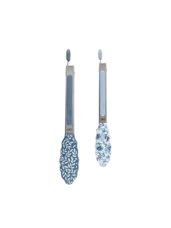 COOK WITH COLOR - Set of Two Cooking Tongs, 9” and 12” Stainless Steel tongs with Silicone SPRING BLUE