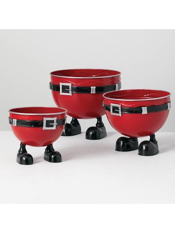 SULLIVANS - Santa Footed Bowls - Set of 3 RED