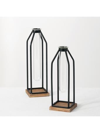 SULLIVANS - Tube Vase Holder - Set of 2 BLACK