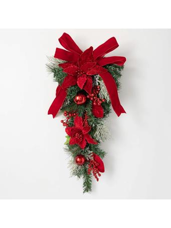 SULLIVANS - Poinsettia and Pine Swag RED