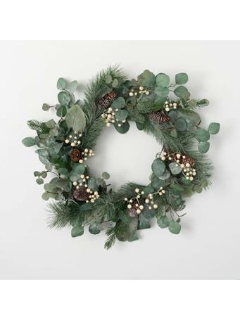 SULLIVANS - Dusted Pine Berry Wreath GREEN