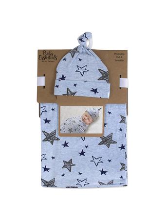 BABY ESSENTIALS - Photo Op Hat & Swaddle Set - Navy Stars NO COLOUR