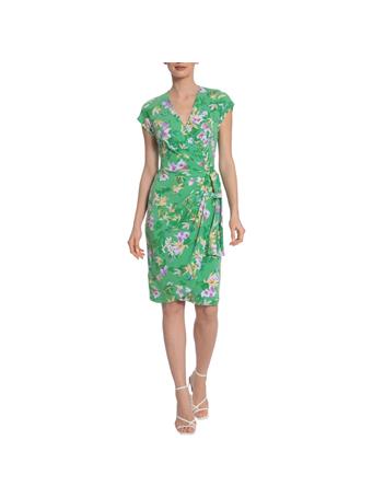 MAGGY LONDON - Floral Wrap Dress GREEN MULTI