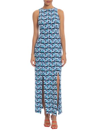 DONNA MORGAN - Geo Print Maxi Dress SKY BLUE/FR BLUE