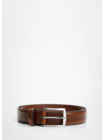 MANGO - Leather Belt COGNAC