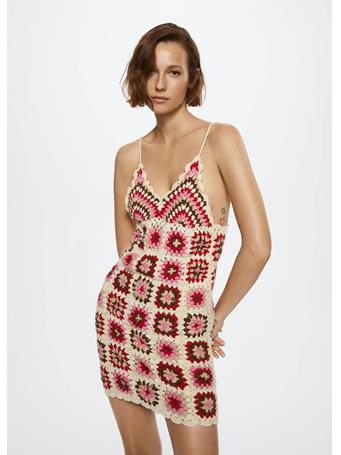 MANGO - Crochet Cotton Dress MEDIUM PINK