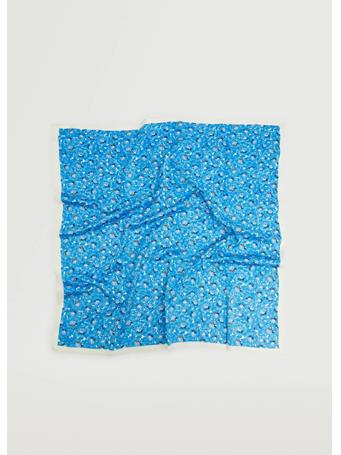 MANGO - Floral Printed Scarf MEDIUM BLUE